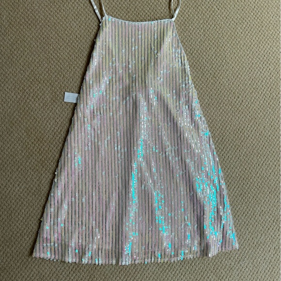 White Iridescent and Silver Sequin Dress - Picture 6 of 7